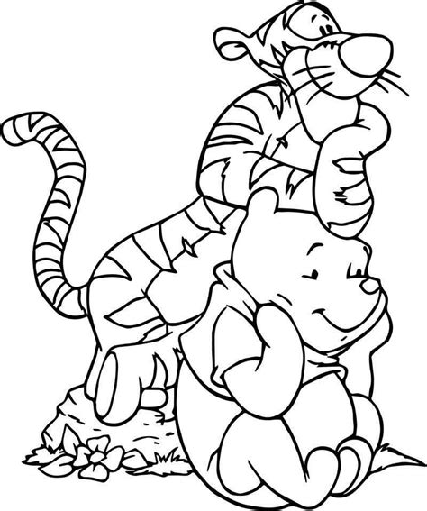 Winnie The Pooh And Tigger Together Coloring Page Bear Coloring Pages