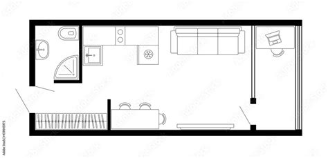 Apartment Floor Plan Vector Architecture Micro Studio Plan Of