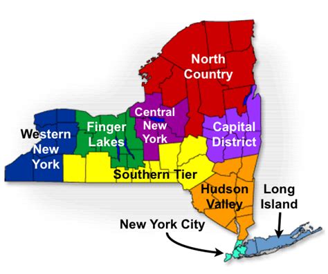 State Of New York Showing Regions New York State New York Travel