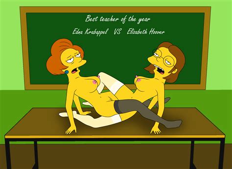 Rule 34 2girls Battle Black Stockings Breasts Brown Hair Classroom Couple Edna Krabappel