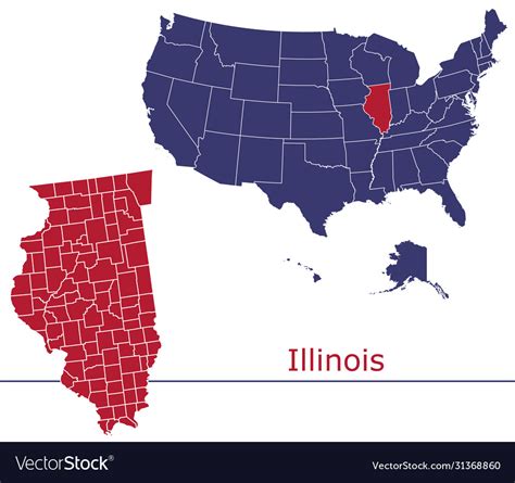 Illinois Map Counties With Usa Map Royalty Free Vector Image