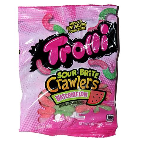 Trolli 1 Bag Sour Brite Crawlers Watermelon Flavor Gummi Worm Candy 4 Oz