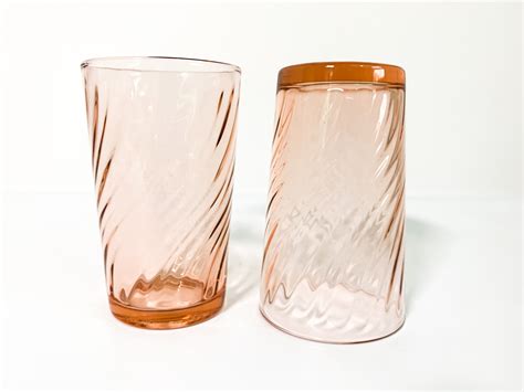 vintage set of 6 roasline luminarc france pink drinking glasses 6 late mid century tumblers