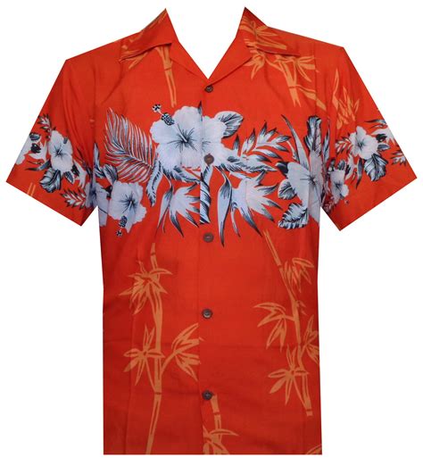 Hawaiian Shirt 35 Mens Bamboo Tree Print Beach Aloha Party Holiday