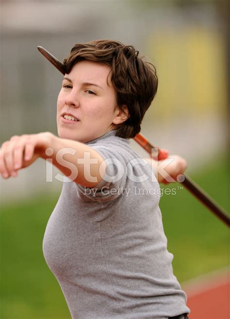 Female Javelin Thrower In The Action Stock Photo Royalty Free