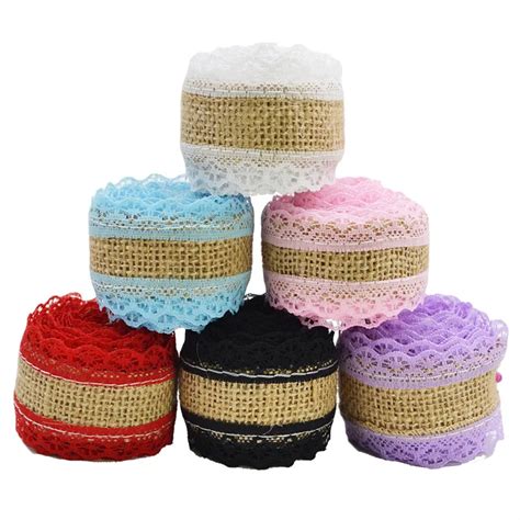 2m roll diy handmade lace linen roll elegant lace ribbon twine linen tape for art craft t for