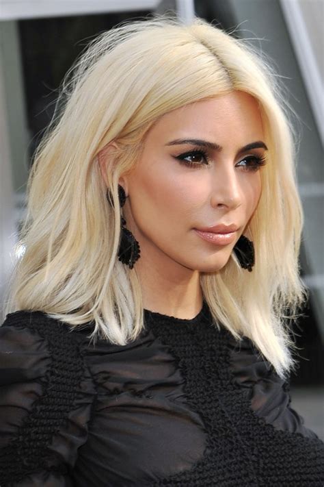 Kim Kardashian Straight Platinum Blonde Bob Hairstyle Steal Her Style
