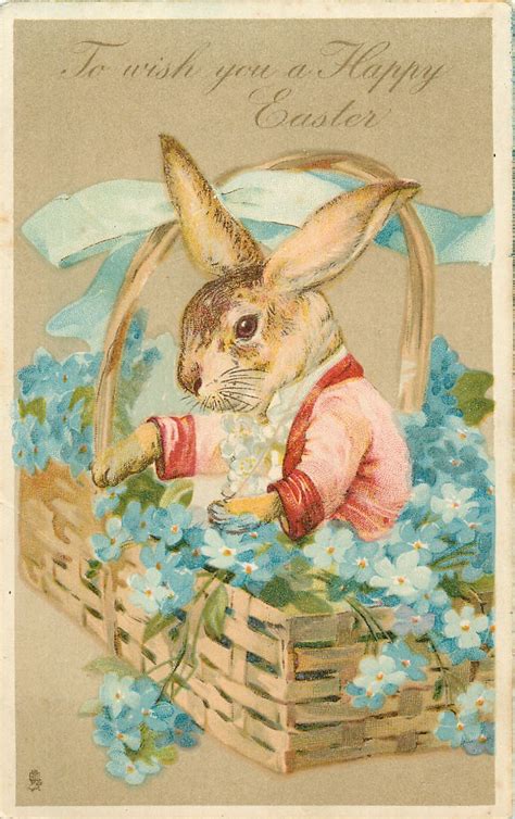 Full Sized Image To Wish You A Happy Easter Dressed Rabbit In Basket