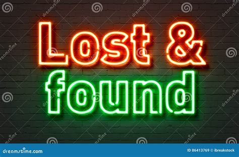 Lost And Found Neon Sign On Brick Wall Background Stock Image Image Of
