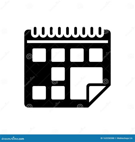 Black Solid Icon For Calendar Almanac And Chronology Stock Vector