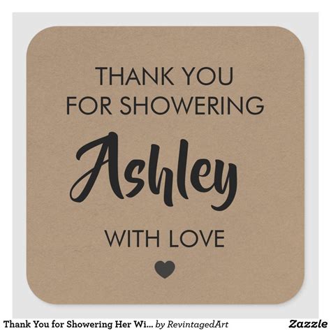 Thank You For Showering Her With Love T Tag Square Sticker Zazzle