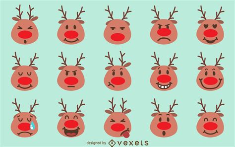 Christmas Reindeer Emoji Pack Vector Download