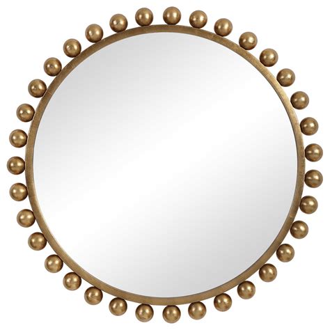 Uttermost Mirrors Round Cyra Gold Round Mirror Suburban Furniture Wall Mirrors