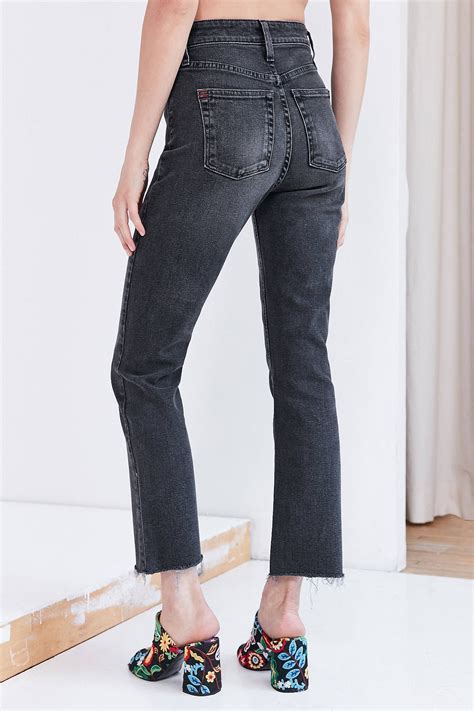 Bdg High Waisted Cropped Kick Flare Jean Washed Black With Images