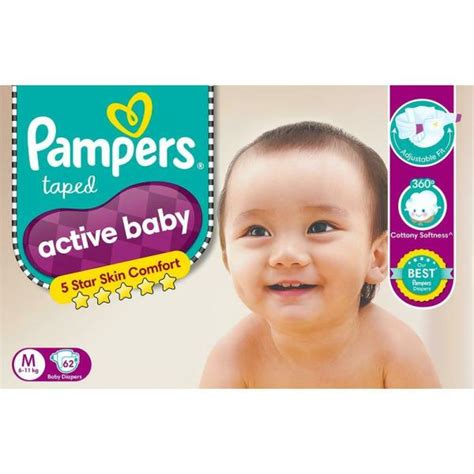 Pampers Active Baby Diapers M 62 Count 6 11 Kg Jiomart