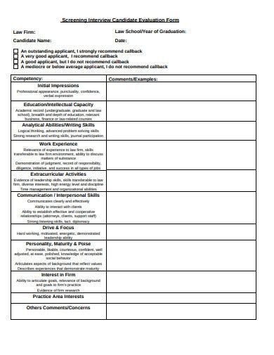 11 Candidate Evaluation Form Templates In Doc Pdf Free And Premium