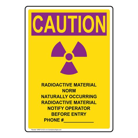 Vertical Radioactive Material Sign Osha Radiation Caution