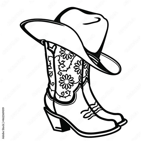 Vetor De Cowboy Boots And Cowboy Hat With Flowers Decoration Cowgirl