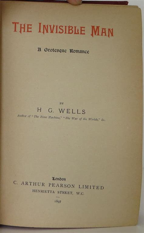 The Invisible Man H G Wells 1st Edition