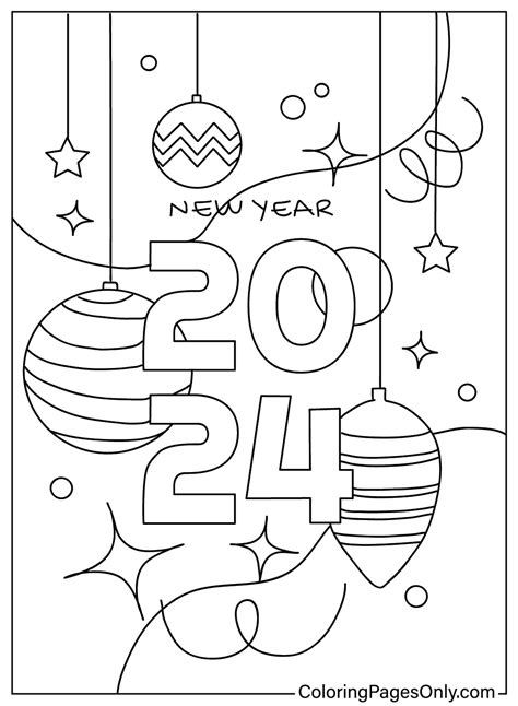 Happy New Year 2024 To Color Free Printable Coloring Pages