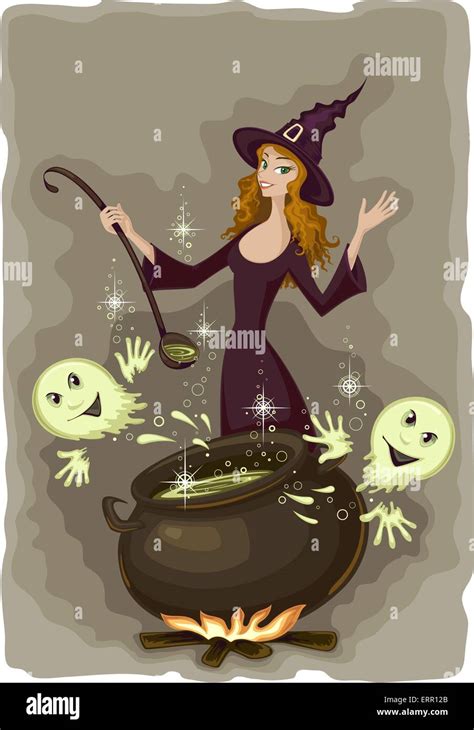 Halloween Witch Cooking Stock Vector Image And Art Alamy