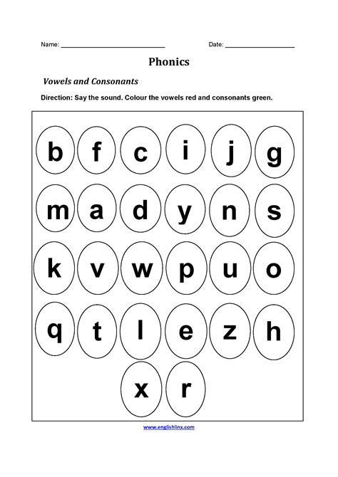 Vowels And Consonants Phonics Worksheets Phonics Worksheets Vowel