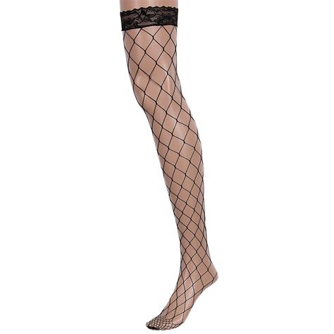 1pair Sexy Women S Hosiery Lace Top Stay Up Thigh High Stockings Ladies Hollow Out Mesh Nets