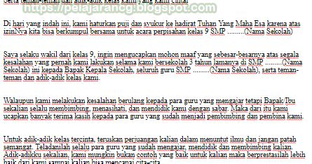 Meskipun contoh pidato perpisahan ini diperuntukan bagi sekolah tapi pada dasarnya anda dapat menyesuaikannya untuk acara perpisahan apapun karena contoh pidato perpisahan ini bertema silaturahmi. PELAJARAN BAHASA INDONESIA: CONTOH NASKAH PIDATO ...