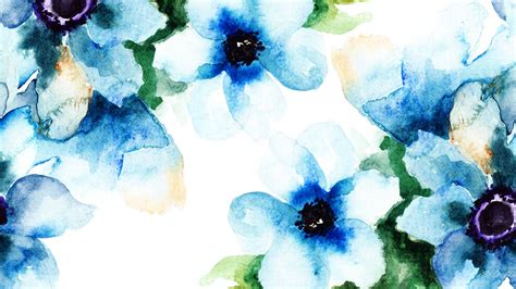 Watercolor Floral Blues Hd Desktop Background Wallpaper Free Acuarela
