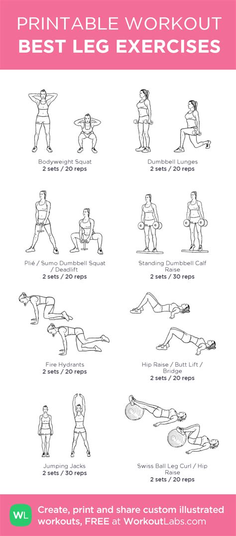 Best Leg Exercises My Custom Printable Workout By