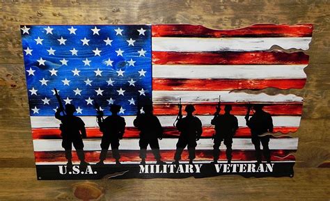 Military Veteran Usa Flag Metal Wall Hanging Sign 24 X 15 Walmart