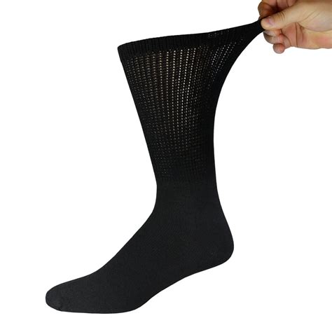 12 Pairs Of Diabetic Neuropathy Cotton Crew Socks Black Wholesale