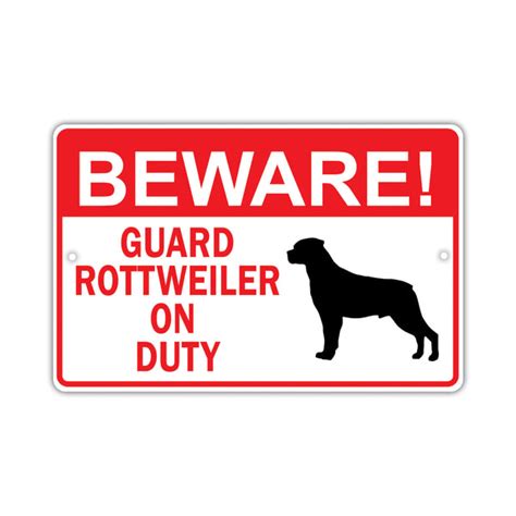 Beware Guard Rottweiler On Duty Metal Dog Sign Sign Fever