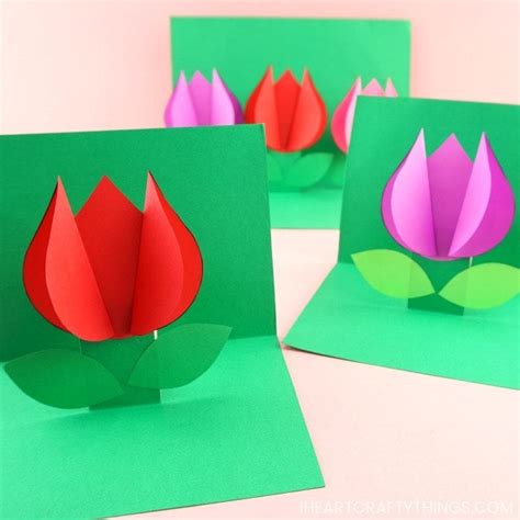 Here's another copy of the background, for those who like to color, aka those who like to. How to Make a Pop Up Flower Card - Easy Spring Tulip Craft for kids! | Pop up flower cards ...