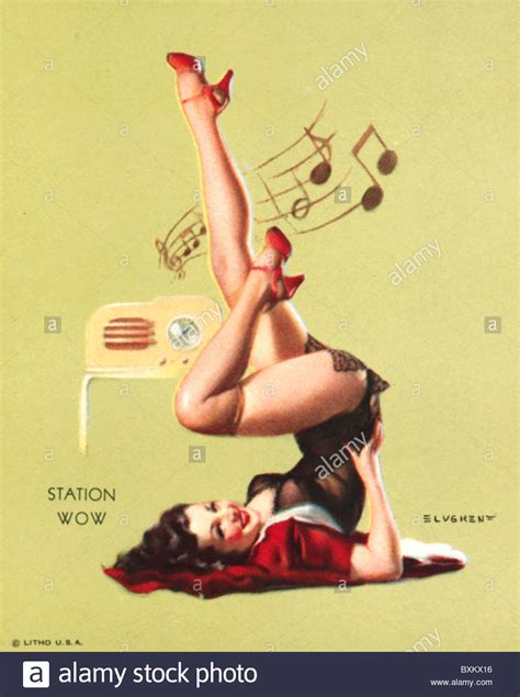 Rundfunk Radio Pinup Girl macht Werbung für Radio USA 1950er Jahre