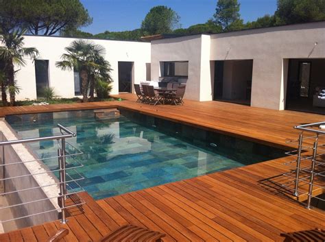 Aménagement De Terrasse De Piscine En Bois Exotique Ipé Visserie Cachée