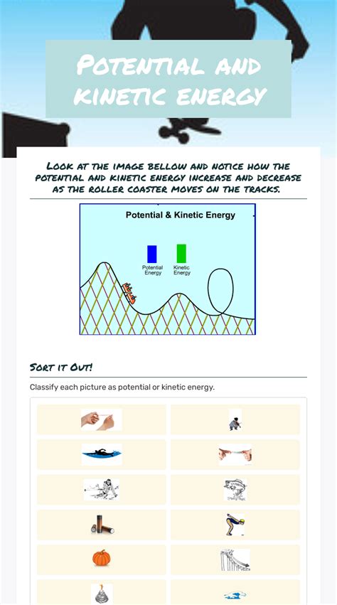 Potential And Kinetic Energy Interactive Worksheet By Karen Linares