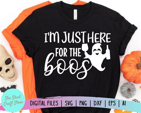 Here For The Boos Halloween Svg Cute Ghost Svg Alcohol Svg Etsy