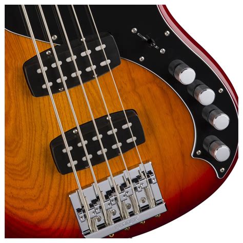 Disc Fender Deluxe Dimension V Bass Guitar Aged Cherry Burst At Gear4music