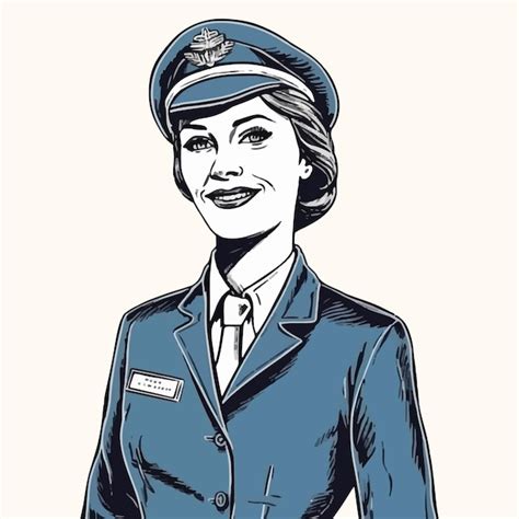 premium vector flight attendant vector drawing isolated hand drawn object engraved style