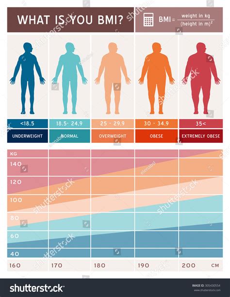 Body Mass Index Infographics With Body Shapes Chart And Formula Stock Vector
