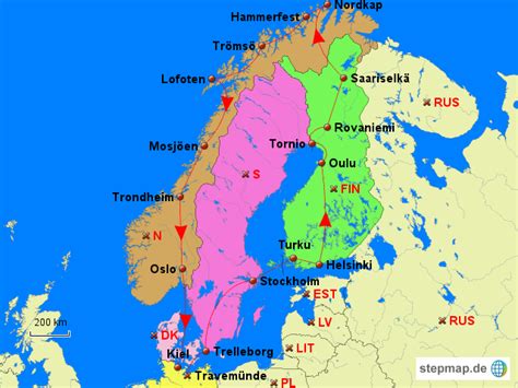 Ihr fragt euch, wo der nächste angelshop in dänemark liegt? StepMap - Nordkap 2012 - Landkarte für Norwegen