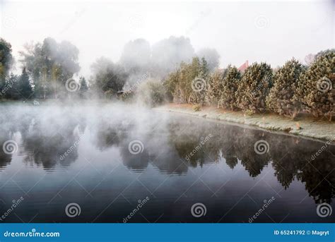 Mystical Fog Over The Lake In The Morning Stock Photo Image Of