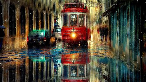 Hd Wallpaper Rain City Street Waterdrop Raindrops Rainy Day