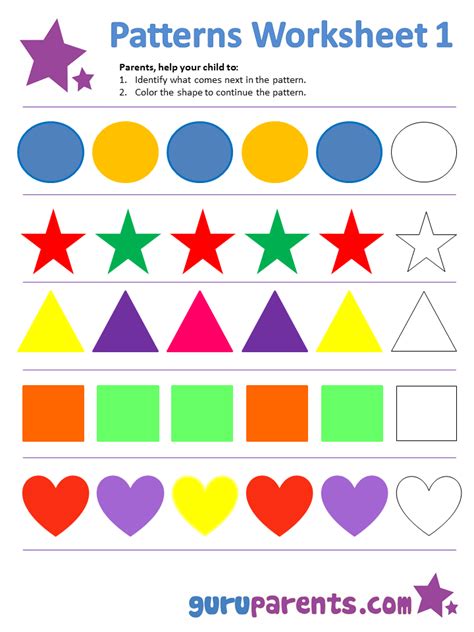 Review Week Spring The First Worksheet Introduces Simple Patterns