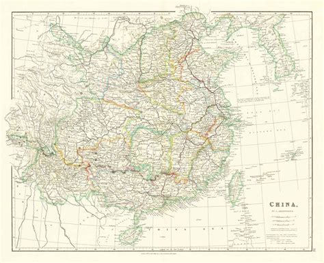 Old Map Of China 1840 By Arrowsmith Korea Canton Peking Sino Bri