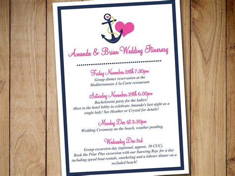 It's similar to a wedding countdown schedule but it focuses just on the day of the wedding or the wedding weekend. Beach Wedding Itinerary Template Wedding Planner "Anchor ...