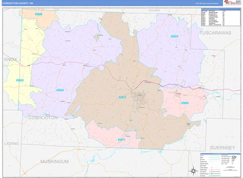 Coshocton County, OH Wall Map Color Cast Style by MarketMAPS - MapSales.com