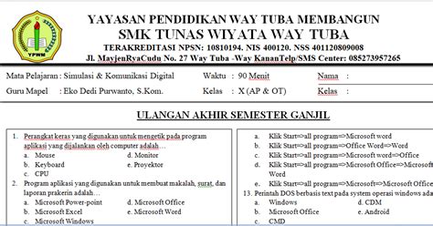 Selamat datang ke laman semakan permata pintar ukm2 2017. Contoh Kop Soal Ujian | Tips Belajar Cara Pintar