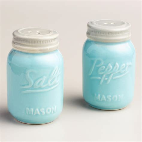 Blue Mason Jar Salt And Pepper Shaker Everything Turquoise